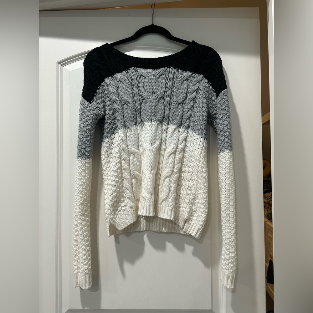 Black, white, and grey cozy sweater